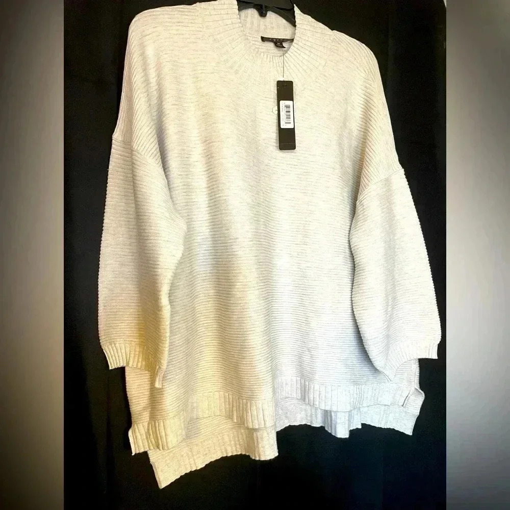 CYRUS Woman’s Gray Knit Sweater NWT Ribbed High Neck Dolman Sleeve Size 1X Plus